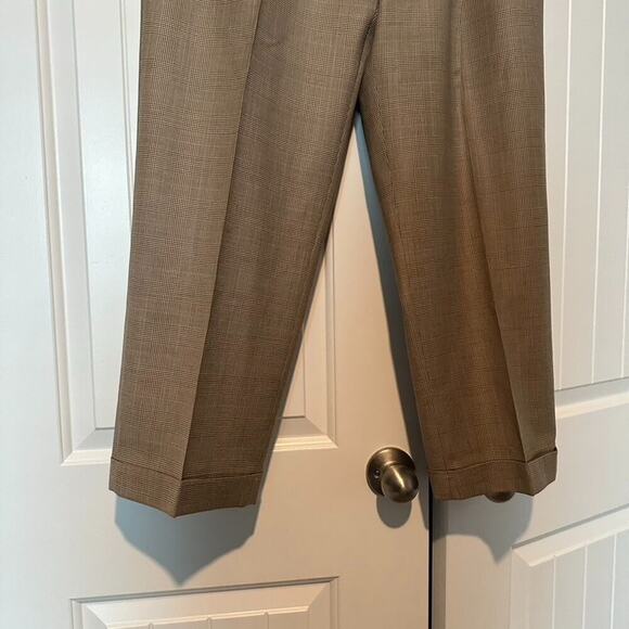 Ralph Lauren Academia Mens Dress Pants 35 x 32 Brown Glen Plaid Wool Pleated - Picture 9 of 11